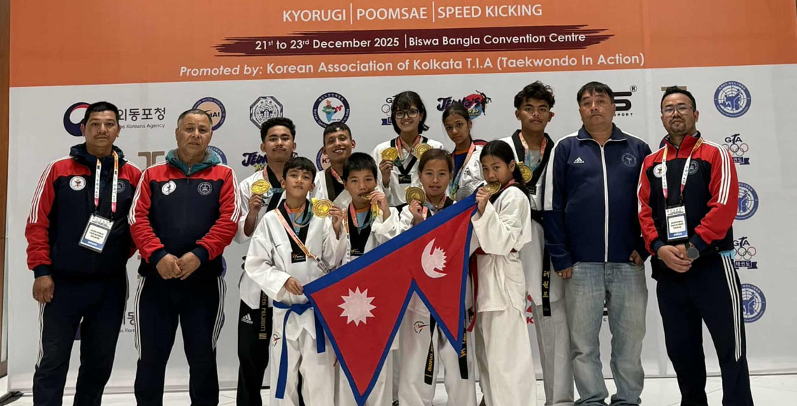 कोलकातामा नेपाली तेक्वान्दोको चमक: जैसीदेवल डोजाङका खेलाडीले जिते ११ पदक